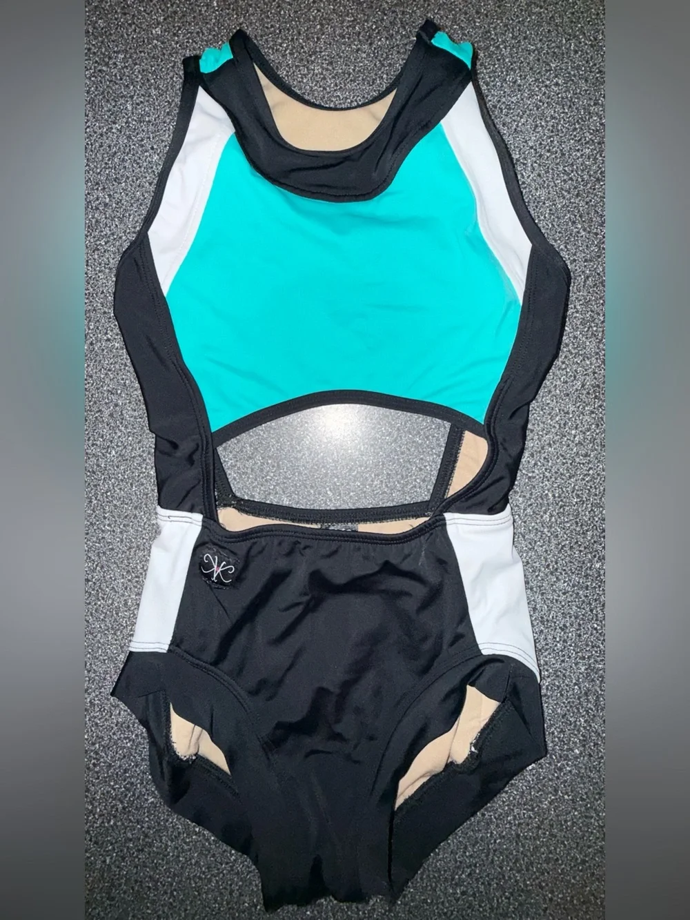 Kandi Kouture Dance Leotard Teal/Black Size Child Large